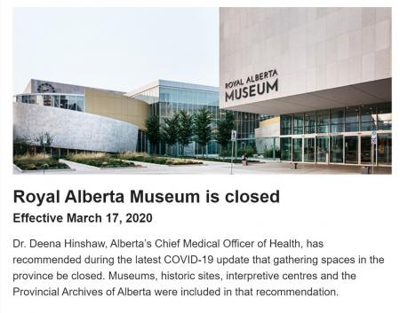 Royal Alberta Museum closed