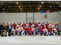 Hockey players group photo on the ice