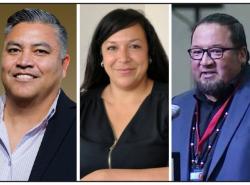 Three photos of individual First Nations chiefs. 