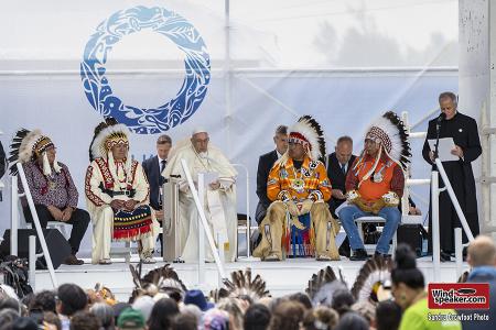 Pope Francis reads his apology